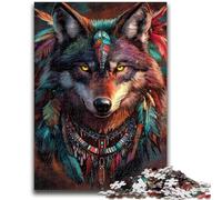 Puzzles pour Adultes 1000 pièces Loup Indien Un défi à relever, mais Amusant et Humoristique, Une décoration d'intérieur Unique et des Cadeaux 26 x 38 cm