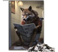 Puzzles pour Adultes 1000 pièces Loup lisant Un Journal Puzzles en Bois pour Adultes Taille 50x75cm Jeu de réflexion pour Adolescents, Cadeau de Vacances idéal