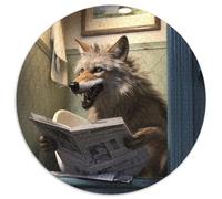 Puzzles pour Adultes, 1000 pièces Loup lisant Un Journal, Puzzles en Carton, activité familiale Amusante, défi cérébral, pour Adolescent 67,5 x 67,5 cm