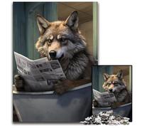 Puzzles pour Adultes 1000 pièces Loup lisant Un Journal Puzzles Jeu Familial interactif, défi cérébral, Jouet éducatif 26x38cm/10,23x14,96 Pouces
