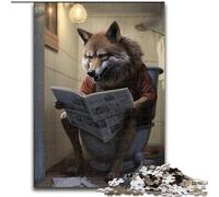 Puzzles pour Adultes, 1000 pièces Loup lisant Un Journal Puzzles pour Adultes 1000 pièces pour Adolescents Jeux éducatifs Cadeaux (Taille 26x38cm)
