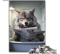 Puzzles pour Adultes 1000 pièces Loup lisant Un Journal Puzzles pour Adultes Jeu de défi cérébral pour Adolescents et Interaction familiale Taille : 38x26cm