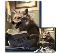 Puzzles pour Adultes 1000 pièces Loup lisant Un Journal Puzzles stimulants pour la décoration intérieure et Les Vacances 26x38cm/10,23x14,96 Pouces
