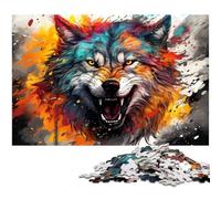 Puzzles pour Adultes 1000 pièces Loup psychédélique coloré Puzzle découpé avec précision Bon Cadeau 1000 pièces (38 x 26 cm)