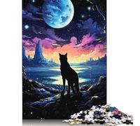 Puzzles pour Adultes 1000 pièces Loup Solitaire Fantasy Sunset Puzzle Interaction avec Les Membres de la Famille (75 x 50 cm)