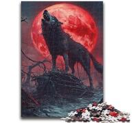 Puzzles pour Adultes 1000 pièces, Loup sous la Lune de Sang, Jeu éducatif, défi, Jouet, à Offrir en Cadeau à Toute la Famille (38x26cm)