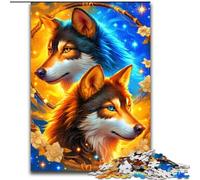 Puzzles pour Adultes 1000 pièces Loup sous la Lune Puzzle Stimulant pour Les Cerveaux, activité familiale, décoration intérieure, Cadeau de Vacances 50x75cm