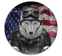 Puzzles pour Adultes, 1000 pièces Loup sur Moto, Puzzles Ronds pour 1000 pièces, pour Les Anniversaires et Les fêtes (Taille 67,5 x 67,5 cm)