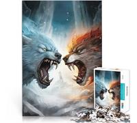 Puzzles pour Adultes 1000 pièces Loups de Glace et de feu Entraînez Votre Cerveau et Vos Mains Jeu de défi Unique 75x50cm