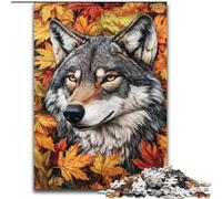 Puzzles pour Adultes 1000 pièces Loups et Feuilles mortes, pour Jeu éducatif, défi, Jouet pour améliorer la mémoire, pour Les 14 Ans (Taille 26x38cm)