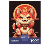Puzzles pour Adultes 1000 Pièces Lucky Maneki Neko Cat Art Puzzles pour Adultes Jeu Manuel Défi Difficile Aidez Votre Cerveau À Faire Travailler 52x38cm/1000pcs