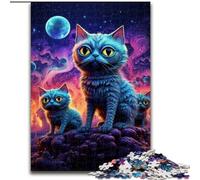 Puzzles pour Adultes 1000 pièces Magic Art Cat en Bois, Cadeau de Noël, idéal pour Le Bureau, la Chambre, Le Salon, 1000 pièces(50x75cm)