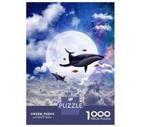 Puzzles pour Adultes 1000 Pièces Magical Whales in The Sky Puzzle Adulte Jeux Amusants Course De Vitesse Manuelle Jeu Stimulant Cadeaux 52x38cm/1000pcs