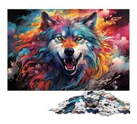 Puzzles pour Adultes 1000 pièces Magnifique Puzzle en Bois coloré Loup Jouets éducatifs et éducatifs pour la Famille 1000 pièces (75 x 50 cm)