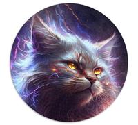 Puzzles pour Adultes, 1000 pièces, Maine Coon Lightning, Puzzle Rond de 1000 pièces, Cadeaux Amusants à la Maison, Cadeaux d'anniversaire, Cadeaux de Voyage, 1000 pièces (67,5x67,5cm)