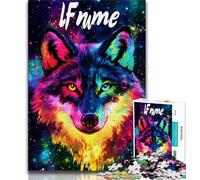 Puzzles pour Adultes 1000 pièces Majestic Wolf 1000 pièces Staycation Kill Time avec Affiche Assortie et Feuille de Questions 26x38cm