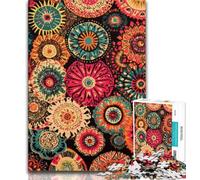 Puzzles pour Adultes 1000 pièces Mandala Fleur Collage, Jeux éducatifs Décoration de la Maison Jeu éducatif pour Anniversaire, Noël (38x26cm)