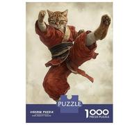 Puzzles pour Adultes 1000 Pièces Martial Arts Kung Fu Shaolin Cat Puzzles pour Adultes Jeu De Réflexion Et De Logique Activités Amusantes À La Maison, 52x38cm/1000pcs