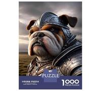 Puzzles pour Adultes 1000 Pièces Medieval Knight Dog Armor Adolescents Puzzles Jeux Relaxants pour S'amuser en Famille Activités Amusantes À La Maison 38x26cm/1000pcs