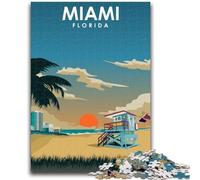 Puzzles pour Adultes 1000 pièces Miami Floride Voyage Imprimer pour et 14 Ans et Plus Cadeaux intéressants de réduction du Stress pour Les Amis et la Famille (Taille 38x26cm)