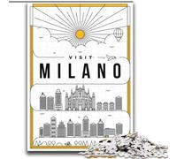 Puzzles pour Adultes 1000 pièces Milan Italie Défi d'intelligence cérébrale Jouets addictifs Cadeau Amusant pour Les 14 Ans et Plus (38x52cm) 1000 pièces