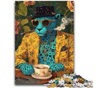Puzzles pour Adultes 1000 pièces Mode Léopard Difficile et Défi avec Affiche et Fiche de Trivia pour 14 Ans 50x75cm