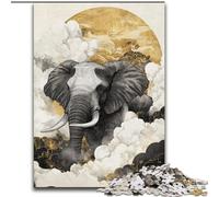 Puzzles pour Adultes 1000 pièces Moment Dramatique Éléphant Puzzle 1000 pièces pour s'amuser en Famille Parfait pour Les Vacances, Les soirées de Jeux interactives (Taille 26x38cm)