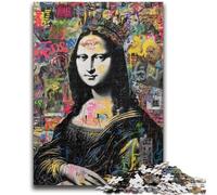 Puzzles pour Adultes 1000 pièces Mona Lisa est drôle pour Les 14 Ans et Plus Jeu de Quiz Activités Amusantes à la Maison, Cadeau d'anniversaire, Cadeaux de Voyage 26x38cm