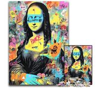 Puzzles pour Adultes 1000 pièces Mona Lisa Graffiti Puzzles en Carton Cadeau pour Hommes et Femmes, Quotidien et Occasions spéciales 26x38cm