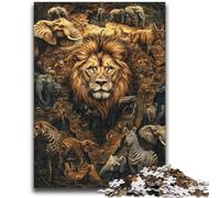 Puzzles pour Adultes 1000 pièces Monde Animal Africain Difficile et Stimulant avec Affiche et fiche de Questions correspondantes pour Les 14 Ans 26x38cm