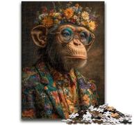 Puzzles pour Adultes 1000 pièces Monkey DJ pour Les 14 Ans et Plus Cadeaux intéressants pour la réduction du Stress pour Les Amis et la Famille 38x26cm