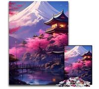 Puzzles pour Adultes, 1000 pièces, Mont Fuji, Japon, Puzzles en Bois, Cadeau Stimulant pour Les Cerveaux, activité éducative pour Adolescents, 50x75cm/19,68x29,52 Pouces