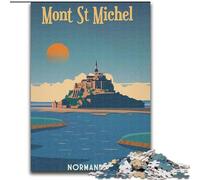 Puzzles pour Adultes 1000 pièces Mont Saint Michel, Défi Difficile avec des pièces entièrement emboîtables de Formes aléatoires 26x38cm