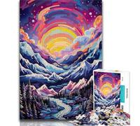 Puzzles pour Adultes 1000 pièces Montagne avec des étoiles colorées Puzzles pour Adolescents soulagement du Stress Staycation Tuer Le Temps Améliorer l'amour Entre Les Couples 75x50cm