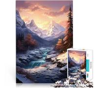 Puzzles pour Adultes 1000 pièces Montagnes d'hiver Séjour Anti-Stress pour Tuer Le Temps avec Affiche et Feuille de Questions correspondantes 75x50cm