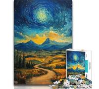 Puzzles pour Adultes 1000 pièces, Montagnes Difficiles sous Le Ciel Nocturne, Anti-Stress, Vacances à la Maison, tuez Le Temps avec Affiche Assortie et Feuille de Questions 38x26cm