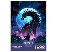 Puzzles pour Adultes 1000 Pièces Moonlit Dragon Confrontation Puzzle Casse-tête Jeu Anti-Stress Cadeau Unique d'anniversaire Et De Noël 70x50cm/1000pcs