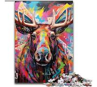 Puzzles pour Adultes 1000 pièces Moose Graffiti Puzzle 1000 pièces DIY Décoration intérieure Jeu de réflexion pour Adolescents (Taille 26x38cm)