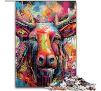 Puzzles pour Adultes 1000 pièces Moose Graffiti Puzzles pour Adultes 1000 pièces Un Casse-tête Stimulant pour Les Adolescents et Les familles (Taille 26x38cm)