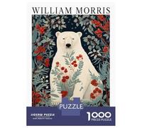 Puzzles pour Adultes 1000 Pièces Morris Floral White Bear Exhibition Puzzles pour Adultes - Jeu De Réflexion, Analyse Et Logique - Cadeaux d'anniversaire Et De Noël Uniques 52x38cm/1000pcs