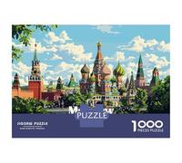 Puzzles pour Adultes 1000 Pièces Moscow Red Square Illustration Puzzles pour Adultes - Défi Difficile - Stimulez Votre Cerveau avec Ce Jeu Unique 38x26cm/1000pcs