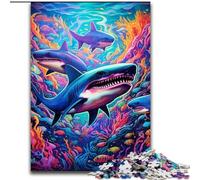 Puzzles pour Adultes, 1000 pièces, Motif Animalier, Requin, Jeu interactif Familial, décoration d'intérieur à Faire soi-même, (Taille 26x38cm)