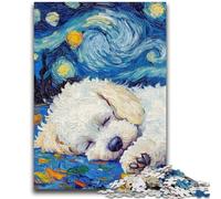 Puzzles pour Adultes 1000 pièces, Motif Bichon frisé, Ciel Nocturne, Anti-Stress, défi Difficile, décoration d'intérieur et Cadeaux Uniques, 50x75cm