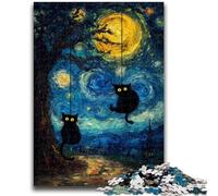 Puzzles pour Adultes 1000 pièces, Motif Chat Noir, Difficiles à réaliser, Amusants et Humoristiques, Cadeau d'anniversaire, décoration Murale, 50x75cm