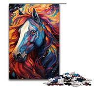Puzzles pour Adultes 1000 pièces Motif Cheval Arc-en-Ciel psychédélique coloré Assemblage Aide Le Cerveau à exercer Jouets addictifs pour cultiver la Patience 1000 pièces (75 x 50 cm)