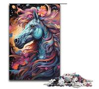 Puzzles pour Adultes 1000 pièces Motif Cheval Arc-en-Ciel psychédélique coloré décoration d'intérieur Jouets à Offrir en Cadeau pour Toute la Famille 1000 pièces (38 x 26 cm)