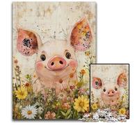 Puzzles pour Adultes, 1000 pièces, Motif Cochon Aquarelle, idéal pour la décoration de la Maison, idéal pour Les soirées Jeux 26x38cm