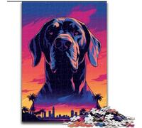 Puzzles pour Adultes, 1000 pièces, Motif Dogue Allemand, Coucher de Soleil, en Bois, Cadeau pour Hommes et Femmes, pour Tous Les Jours et Occasions spéciales, 1000 pièces(50x75cm)