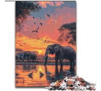 Puzzles pour Adultes, 1000 pièces, Motif éléphants d'Afrique, Parfaits pour Les Adolescents, pour créer des Liens familiaux, des Casse-têtes et des décorations d'intérieur à Faire soi-même 26x38cm
