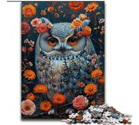 Puzzles pour Adultes 1000 pièces, Motif Fleurs et Hibou, à partir de 14 Ans, décoration d'intérieur, idéal comme Cadeau pour Toute la Famille (Taille 50x75cm)